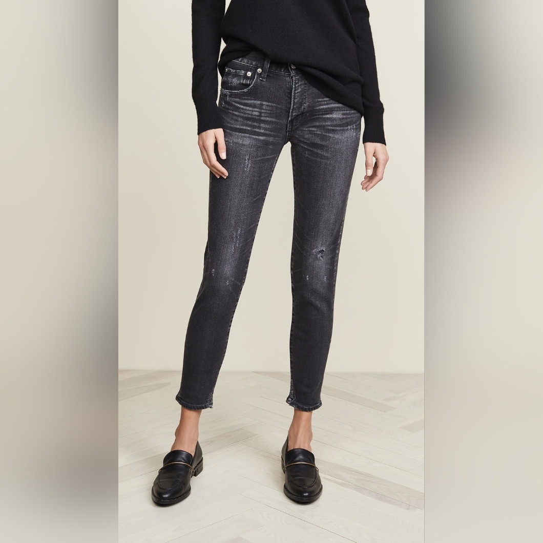 Moussy Charcoal Distressed Skinny Jeans Size 28